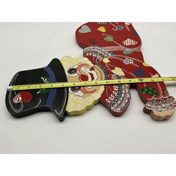 Vintage Hand Crafted Set of 2 Wood Cut Out Clown Wall Decor MCM Collectible - Picture 11 of 16